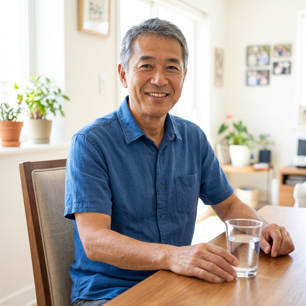 自宅でくつろぐ男性